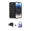 MARSİLYAN™- iPhone 15 Pro Max Kılıf Atlas Koleksiyonu - Siyah Bilvis 5in1 5D Magic Hayalet Cam Ekran Koruyucu + Gümüş Raze Metal Kamera Lens