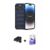 MARSİLYAN™- iPhone 15 Pro Max Kılıf Atlas Koleksiyonu - Siyah Bilvis 5in1 5D Magic Hayalet Cam Ekran Koruyucu + Gümüş Raze Metal Kamera Lens