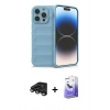 MARSİLYAN™- iPhone 15 Pro Max Kılıf Atlas Koleksiyonu - Siyah Bilvis 5in1 5D Magic Hayalet Cam Ekran Koruyucu + Raze Metal Kamera Lens - TMGI
