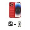 MARSİLYAN™- iPhone 15 Pro Max Kılıf Atlas Koleksiyonu - Siyah Bilvis Hayalet Cam Ekran Koruyucu + PVD Metal Kamera Lens - SH