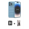 MARSİLYAN™- iPhone 15 Pro Max Kılıf Atlas Koleksiyonu - Siyah Bilvis Hayalet Cam Ekran Koruyucu + PVD Metal Kamera Lens - SH