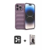 MARSİLYAN™- iPhone 15 Pro Max Kılıf Atlas Koleksiyonu - Siyah Bilvis Hayalet Cam Ekran Koruyucu + PVD Metal Kamera Lens - SH