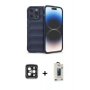 MARSİLYAN™- iPhone 15 Pro Max Kılıf Atlas Koleksiyonu - Siyah Bilvis Hayalet Cam Ekran Koruyucu + PVD Metal Kamera Lens - SH