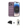 MARSİLYAN™- iPhone 15 Pro Max Kılıf Atlas Koleksiyonu - Siyah Bilvis Hayalet Cam Ekran Koruyucu + Raze Metal Kamera Lens - SH