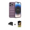 MARSİLYAN™- iPhone 15 Pro Max Kılıf Atlas Koleksiyonu - Siyah Buffer Cam Ekran Koruyucu + Raze Metal Kamera Lens - GS