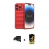 MARSİLYAN™- iPhone 15 Pro Max Kılıf Atlas Koleksiyonu - Siyah Buffer Cam Ekran Koruyucu + Raze Metal Kamera Lens - GS