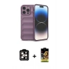 MARSİLYAN™- iPhone 15 Pro Max Kılıf Atlas Koleksiyonu - Siyah Buffer Cam Ekran Koruyucu + PVD Metal Kamera Lens - TU