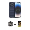 MARSİLYAN™- iPhone 15 Pro Max Kılıf Atlas Koleksiyonu - Siyah Buffer Cam Ekran Koruyucu + PVD Metal Kamera Lens - TU
