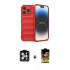 MARSİLYAN™- iPhone 15 Pro Max Kılıf Atlas Koleksiyonu - Siyah Buffer Cam Ekran Koruyucu + PVD Metal Kamera Lens - TU