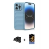 MARSİLYAN™- iPhone 15 Pro Max Kılıf Atlas Koleksiyonu - Siyah Buffer Hayalet Cam Ekran Koruyucu + Raze Metal Kamera Lens - TMGI