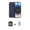 MARSİLYAN™- iPhone 15 Pro Max Kılıf Atlas Koleksiyonu - Siyah Joko Magic 5D Cam + PVD Metal Kamera Lens - TU