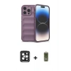 MARSİLYAN™- iPhone 15 Pro Max Kılıf Atlas Koleksiyonu - Siyah Joko Magic 5D Hayalet Cam + PVD Metal Kamera Lens - SH
