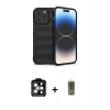 MARSİLYAN™- iPhone 15 Pro Max Kılıf Atlas Koleksiyonu - Siyah Joko Magic 5D Hayalet Cam + PVD Metal Kamera Lens - TU