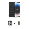 MARSİLYAN™- iPhone 15 Pro Max Kılıf Atlas Koleksiyonu - Siyah Joko Magic 5D Hayalet Cam + PVD Metal Kamera Lens - GS