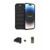 MARSİLYAN™- iPhone 15 Pro Max Kılıf Atlas Koleksiyonu - Siyah Joko Magic 5D Hayalet Cam + Raze Metal Kamera Lens - TMGI
