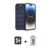 MARSİLYAN™- iPhone 15 Pro Max Kılıf Atlas Koleksiyonu - Siyah Polymer Nano Ekran Koruyucu + PVD Metal Kamera Lens - GI