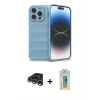 MARSİLYAN™- iPhone 15 Pro Max Kılıf Atlas Koleksiyonu - Siyah Polymer Nano Ekran Koruyucu + Raze Metal Kamera Lens - GS
