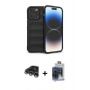 MARSİLYAN™- iPhone 15 Pro Max Kılıf Atlas Koleksiyonu - Siyah Vanessa Magic Cam + Raze Metal Kamera Lens - GS