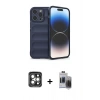 MARSİLYAN™- iPhone 15 Pro Max Kılıf Atlas Koleksiyonu - Siyah Vanessa Magic Hayalet Cam + PVD Metal Kamera Lens - GI