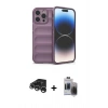MARSİLYAN™- iPhone 15 Pro Max Kılıf Atlas Koleksiyonu - Siyah Vanessa Magic Hayalet Cam + Raze Metal Kamera Lens - GS