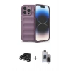 MARSİLYAN™- iPhone 15 Pro Max Kılıf Atlas Koleksiyonu - Siyah Vanessa Magic Hayalet Cam + Titanyum Gri Raze Metal Kamera Lens