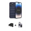 MARSİLYAN™- iPhone 15 Pro Max Kılıf Atlas Koleksiyonu - Siyah Vanessa Magic Hayalet Cam + Titanyum Gri Raze Metal Kamera Lens