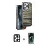 MARSİLYAN™- iPhone 15 Pro Max Kılıf Atlas Minimal Özel Seri - Şeffaf 360 Full Body Arka Koruyucu + PVD Metal Kamera Lens - LT