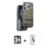 MARSİLYAN™- iPhone 15 Pro Max Kılıf Atlas Minimal Özel Seri - Şeffaf Pasifik Cam Ekran Koruyucu + PVD Metal Kamera Lens - GS