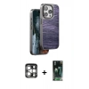 MARSİLYAN™- iPhone 15 Pro Max Kılıf Atlas Minimal Özel Seri - Siyah 360 Mat Full Body Arka Koruyucu + PVD Metal Kamera Lens - GS