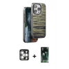 MARSİLYAN™- iPhone 15 Pro Max Kılıf Atlas Minimal Özel Seri - Siyah 360 Mat Full Body Arka Koruyucu + PVD Metal Kamera Lens - GS