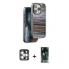 MARSİLYAN™- iPhone 15 Pro Max Kılıf Atlas Minimal Özel Seri - Siyah 360 Mat Full Body Arka Koruyucu + PVD Metal Kamera Lens - GS