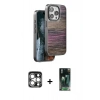 MARSİLYAN™- iPhone 15 Pro Max Kılıf Atlas Minimal Özel Seri - Siyah 360 Mat Full Body Arka Koruyucu + PVD Metal Kamera Lens - GS
