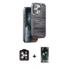MARSİLYAN™- iPhone 15 Pro Max Kılıf Atlas Minimal Özel Seri - Siyah 360 Mat Full Body Arka Koruyucu + PVD Metal Kamera Lens - TU