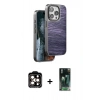 MARSİLYAN™- iPhone 15 Pro Max Kılıf Atlas Minimal Özel Seri - Siyah 360 Mat Full Body Arka Koruyucu + PVD Metal Kamera Lens - TU