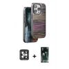 MARSİLYAN™- iPhone 15 Pro Max Kılıf Atlas Minimal Özel Seri - Siyah 360 Mat Full Body Arka Koruyucu + PVD Metal Kamera Lens - GI