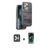 MARSİLYAN™- iPhone 15 Pro Max Kılıf Atlas Minimal Özel Seri - Siyah 360 Mat Full Body Arka Koruyucu + PVD Metal Kamera Lens - GI