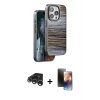 MARSİLYAN™- iPhone 15 Pro Max Kılıf Atlas Minimal Özel Seri - Siyah 3D Antistatik Mat Seramik Nano Ekran Koruyucu + Raze Metal Kamera Lens - GS