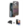MARSİLYAN™- iPhone 15 Pro Max Kılıf Atlas Minimal Özel Seri - Siyah 3D Antistatik Mat Seramik Nano Ekran Koruyucu + Raze Metal Kamera Lens - GS