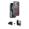 MARSİLYAN™- iPhone 15 Pro Max Kılıf Atlas Minimal Özel Seri - Siyah 3D Antistatik Mat Seramik Nano Ekran Koruyucu + Raze Metal Kamera Lens - TMGI