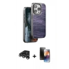MARSİLYAN™- iPhone 15 Pro Max Kılıf Atlas Minimal Özel Seri - Siyah 3D Antistatik Mat Seramik Nano Ekran Koruyucu + Raze Metal Kamera Lens - GS