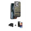MARSİLYAN™- iPhone 15 Pro Max Kılıf Atlas Minimal Özel Seri - Siyah 3D Antistatik Mat Seramik Nano Ekran Koruyucu + Raze Metal Kamera Lens - TMGI
