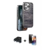 MARSİLYAN™- iPhone 15 Pro Max Kılıf Atlas Minimal Özel Seri - Siyah 3D Antistatik Mat Seramik Nano Ekran Koruyucu + Raze Metal Kamera Lens - LT
