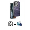 MARSİLYAN™- iPhone 15 Pro Max Kılıf Atlas Minimal Özel Seri - Siyah 3D Antistatik Seramik Nano Ekran Koruyucu + PVD Metal Kamera Lens - GS