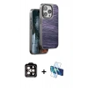 MARSİLYAN™- iPhone 15 Pro Max Kılıf Atlas Minimal Özel Seri - Siyah 3D Antistatik Seramik Nano Ekran Koruyucu + PVD Metal Kamera Lens - TU
