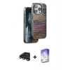 MARSİLYAN™- iPhone 15 Pro Max Kılıf Atlas Minimal Özel Seri - Siyah Bilvis 5in1 3D Magic Cam Ekran Koruyucu + Titanyum Gri Raze Metal Kamera Lens