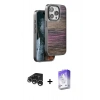 MARSİLYAN™- iPhone 15 Pro Max Kılıf Atlas Minimal Özel Seri - Siyah Bilvis 5in1 3D Magic Cam Ekran Koruyucu + Gümüş Raze Metal Kamera Lens