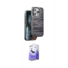 MARSİLYAN™- iPhone 15 Pro Max Kılıf Atlas Minimal Özel Seri - Siyah Bilvis 5in1 5D Magic Hayalet Cam Ekran Koruyucu