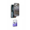 MARSİLYAN™- iPhone 15 Pro Max Kılıf Atlas Minimal Özel Seri - Siyah Bilvis 5in1 5D Magic Hayalet Cam Ekran Koruyucu