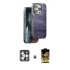 MARSİLYAN™- iPhone 15 Pro Max Kılıf Atlas Minimal Özel Seri - Siyah Buffer Cam Ekran Koruyucu + PVD Metal Kamera Lens - GS