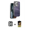 MARSİLYAN™- iPhone 15 Pro Max Kılıf Atlas Minimal Özel Seri - Siyah Buffer Cam Ekran Koruyucu + PVD Metal Kamera Lens - LT